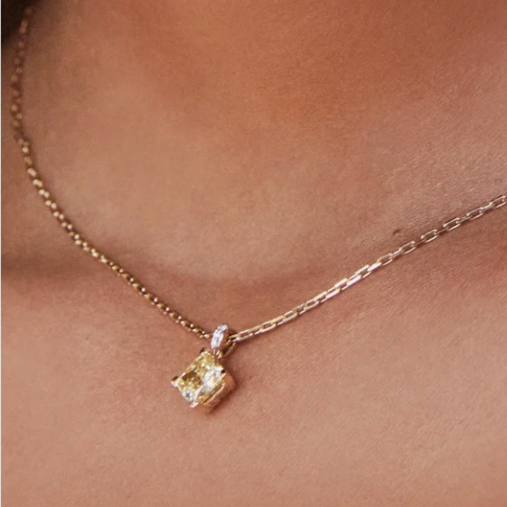 ISO: 20th Anniversary Dira 14k Yellow Gold Cushion Cut Yellow Diamond Pendant